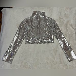 4/$20 - Zara high neck mirror long sleeve top women’s size small